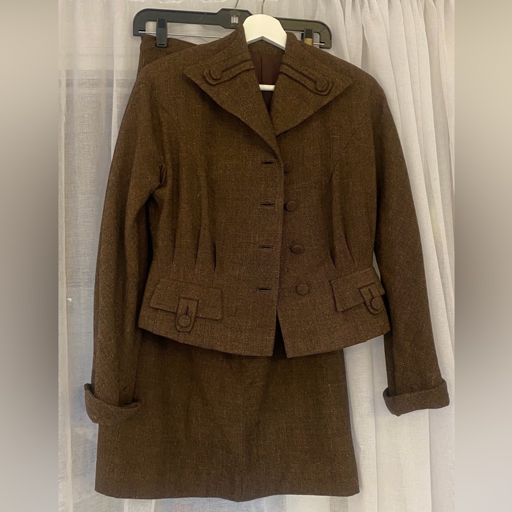 Forstmann Elegant Brown Wool Skirt Set – Vintage Size 4